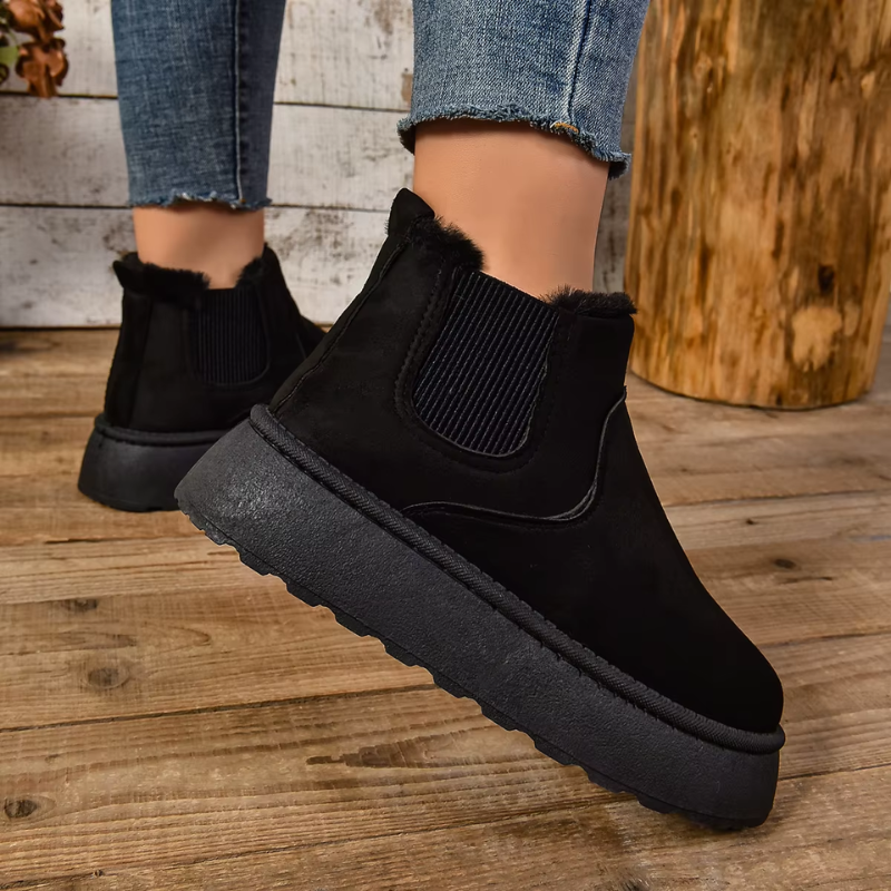 Wyrmox - Damen Winterstiefel mit Elastikeinsatz und warmem Fellfutter