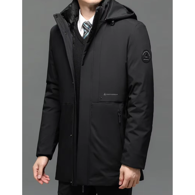 Mantrol - Langer Wintermantel Herren – Wasserabweisender Parka mit Kapuze