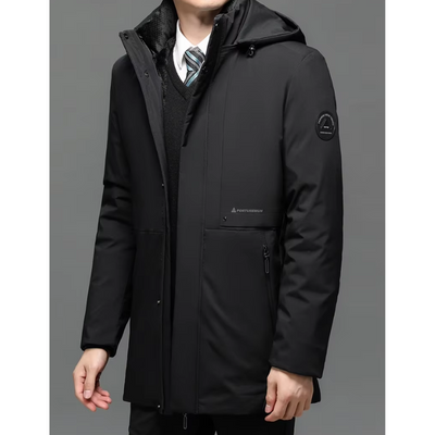 Mantrol - Langer Wintermantel Herren – Wasserabweisender Parka mit Kapuze