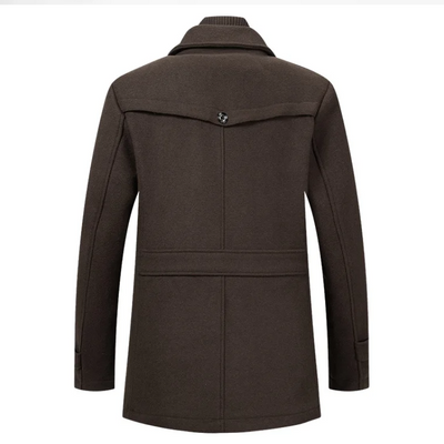 Warmlux - Langer Mantel Herren Modischer Wollmantel Mit Stehkragen und Taschen