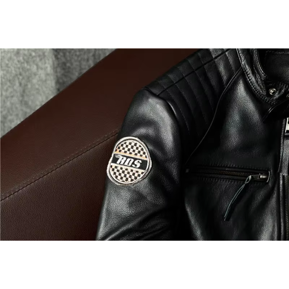 Luxhern - Lederjacke Herren mit Kapuze, Camouflage Bikerjacke