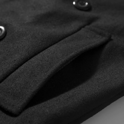 Frostex - Langer Mantel Herren Stilvoller Wollmantel Mit Revers und Brusttasche