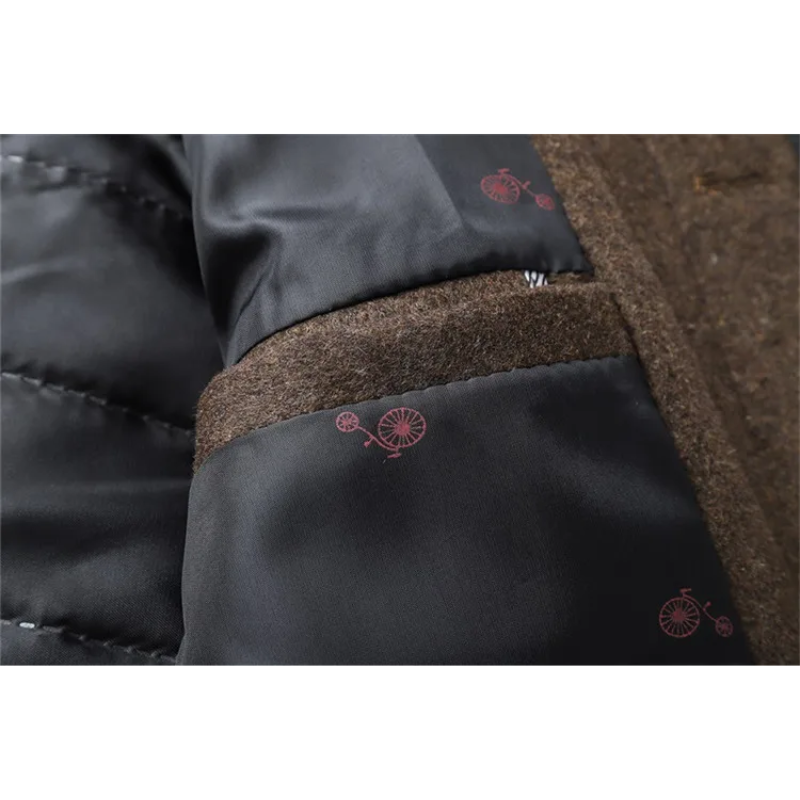 Wintern - Langer Mantel Herren Klassischer Wollmantel Mit Revers und Knöpfen