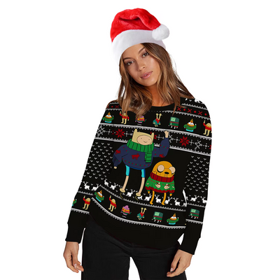 Wunderb - Weihnachtspullover mit Karomuster und Rentier-Design, Damen Strickpullover