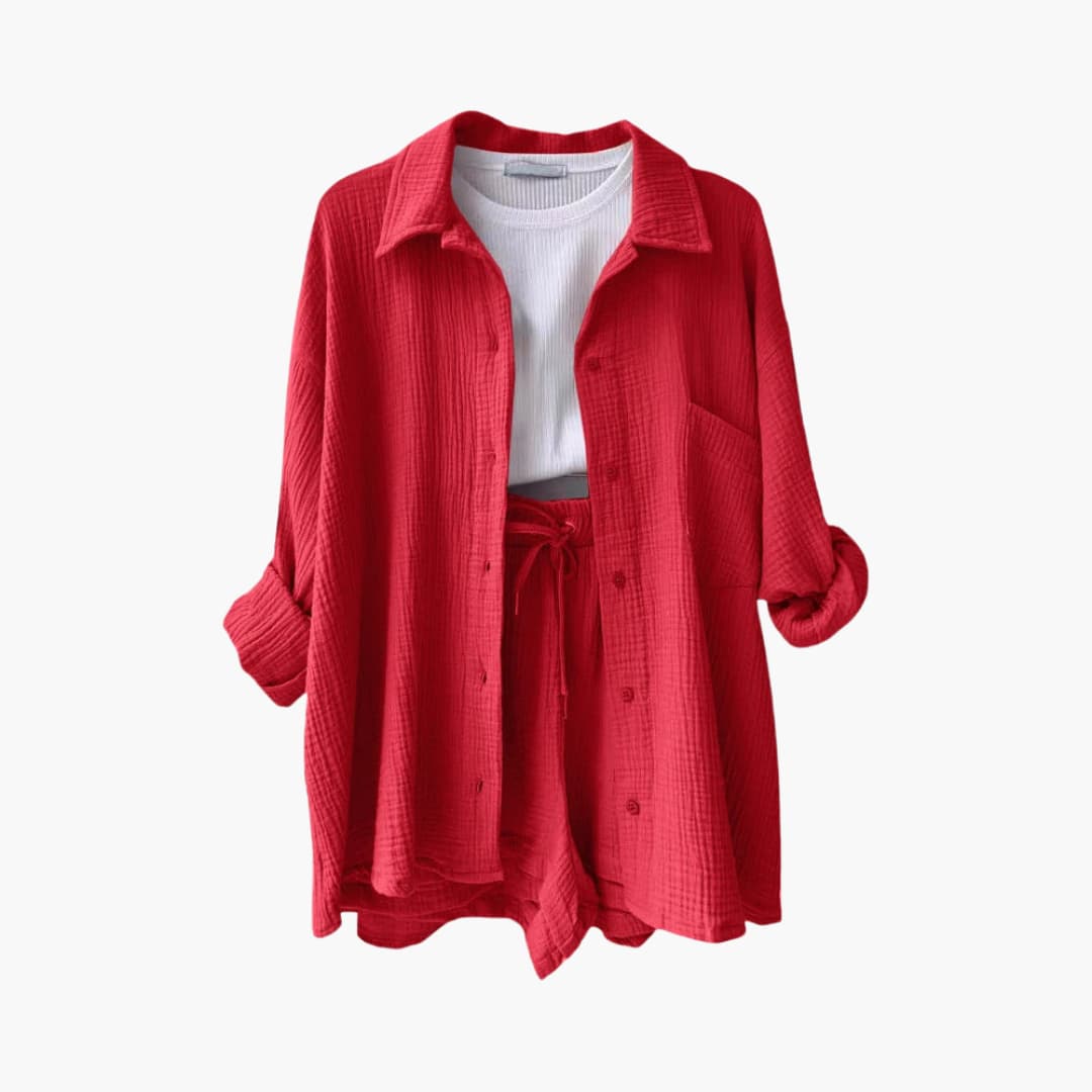 Zweiteiliges Set mit Shorts für Damen - lässiger Sommerlook