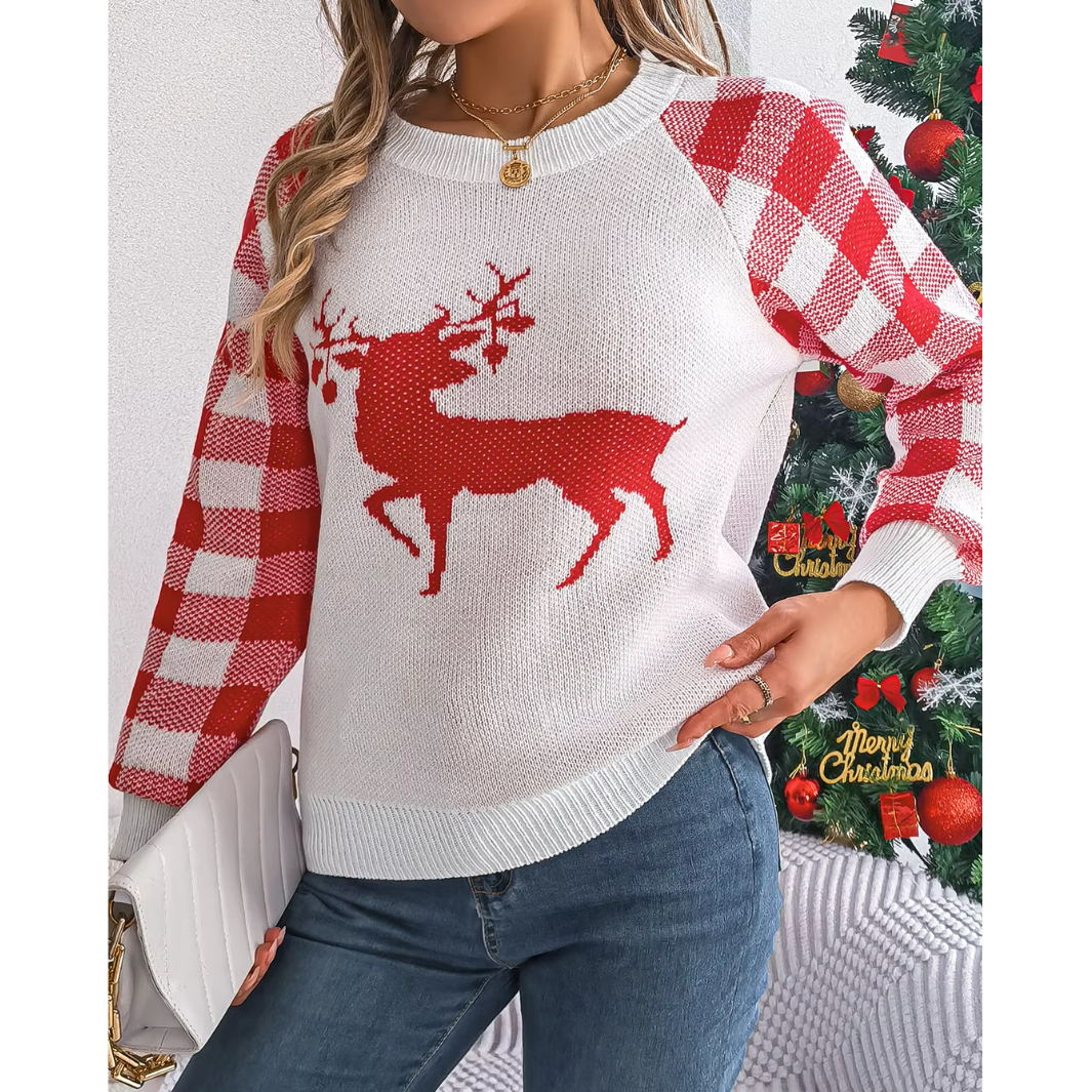Gestrik - Weihnachtspullover mit Rentier-Motiv, Herren Strickpullover