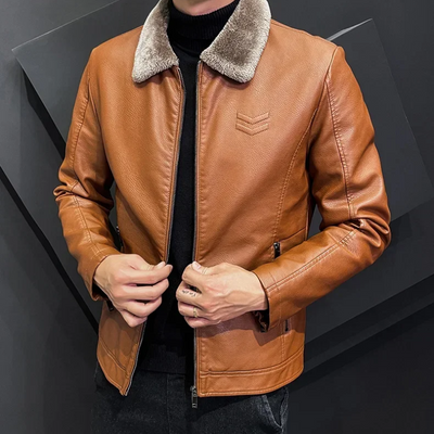 Valgrim - Lederjacke Herren, Stilvolle Jacke mit Kapuze und Reißverschlusstaschen