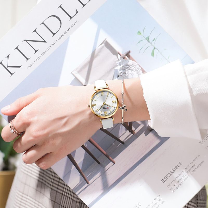 Luxuriöse Damenuhr Mit Veganem Lederarmband, 3ATM Wasserdicht, Präzises Quarzwerk, Elegant & Vielseitig