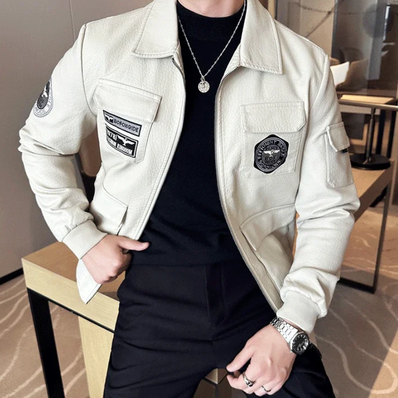 Zendolt - Lederjacke Herren mit Stehkragen, Klassische Bikerjacke aus Echtleder