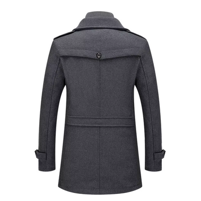 Warmlux - Langer Mantel Herren Modischer Wollmantel Mit Stehkragen und Taschen