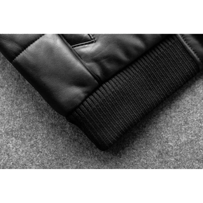 Bravden - Lederjacke Herren mit Stehkragen, Warm gefütterte Winterjacke