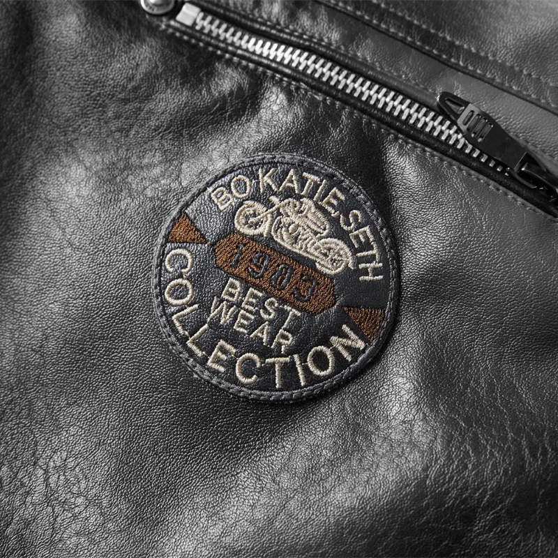 Revigor - Lederjacke Herren, Warme Jacke mit Reißverschluss und Kapuze