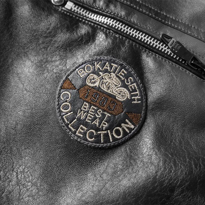 Revigor - Lederjacke Herren, Warme Jacke mit Reißverschluss und Kapuze