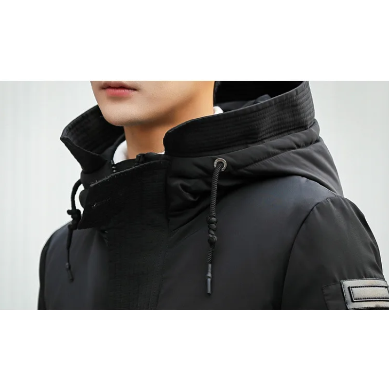 Kaltsor - Langer Wintermantel Herren – Warmer Daunenparka mit Kapuze und Taschen