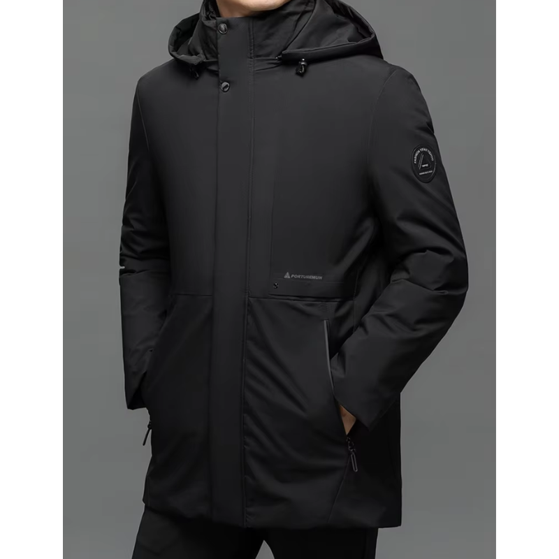 Mantrol - Langer Wintermantel Herren – Wasserabweisender Parka mit Kapuze