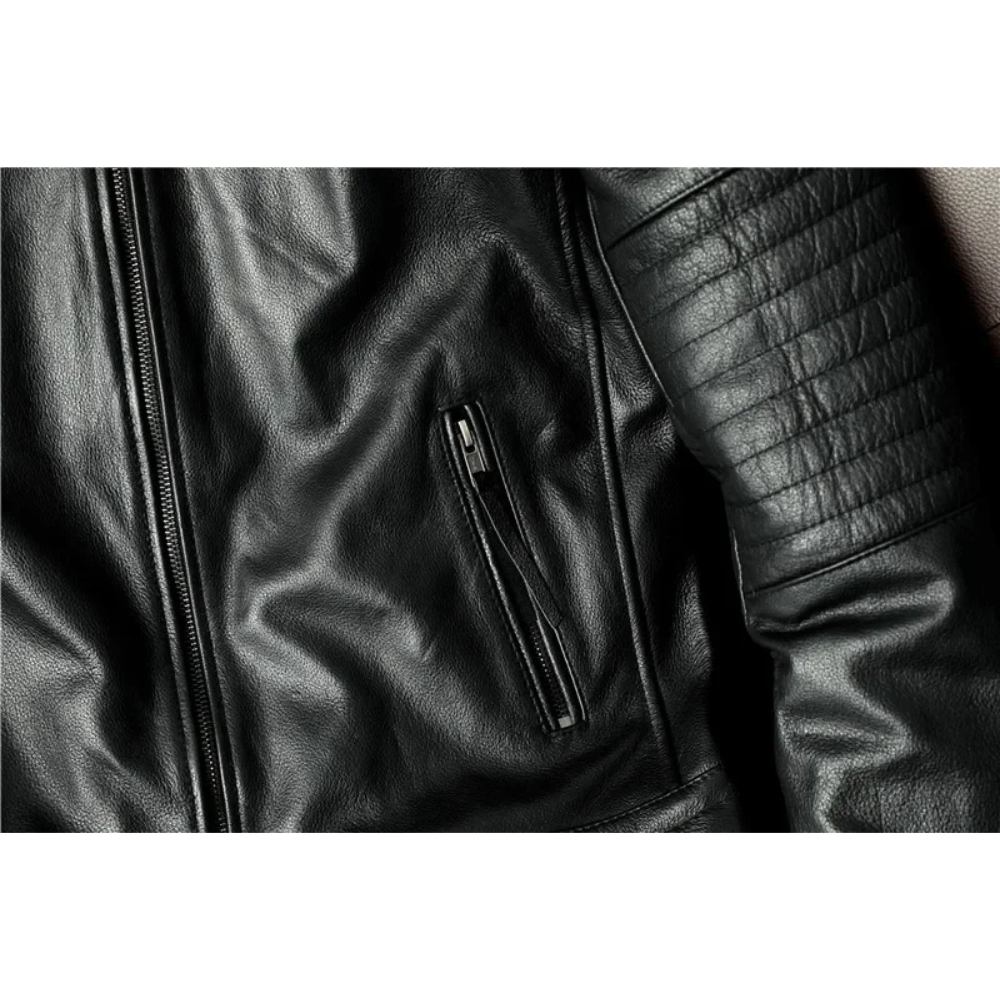 Luxhern - Lederjacke Herren mit Kapuze, Camouflage Bikerjacke