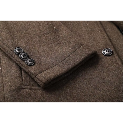 Wintern - Langer Mantel Herren Klassischer Wollmantel Mit Revers und Knöpfen