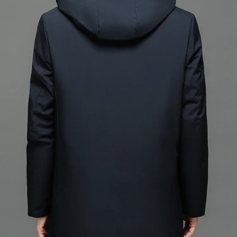 Kaltfur - Langer Wintermantel Herren Daunenmantel Warm Gefüttert Mit Kapuze