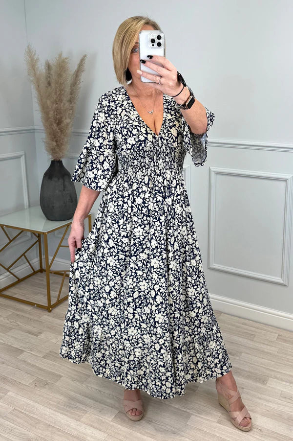 Becca | Kleid mit Falten und Leopardenmuster