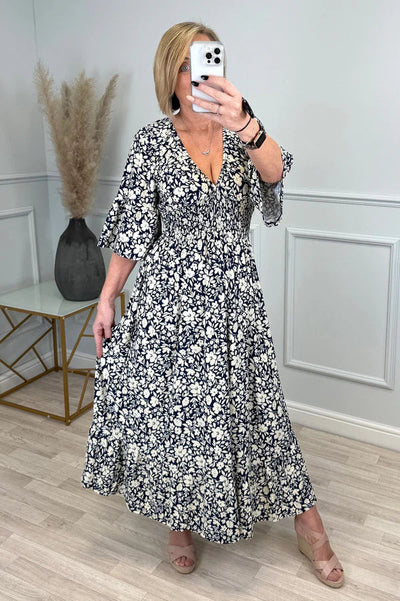 Becca | Kleid mit Falten und Leopardenmuster