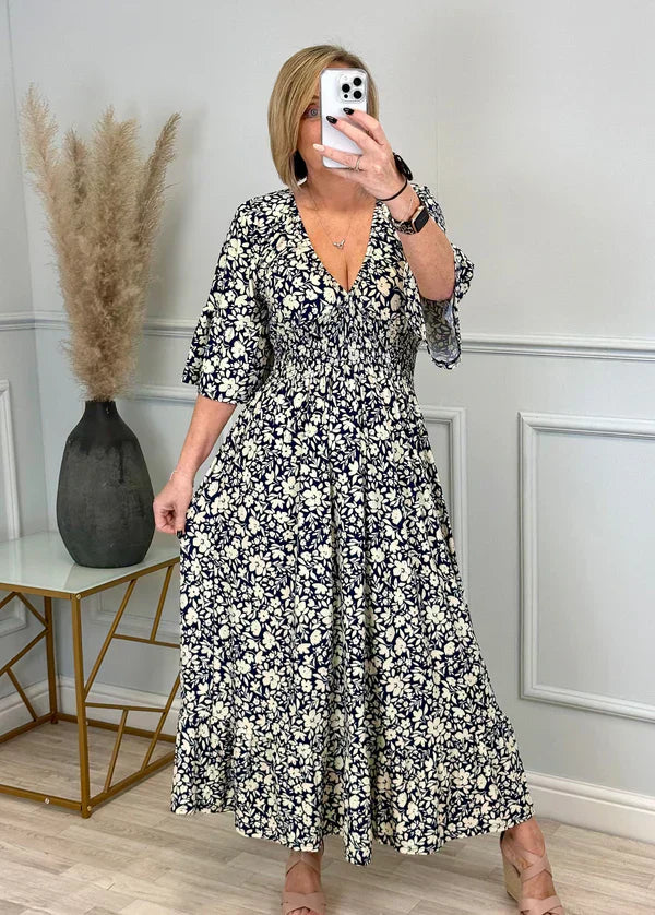 Becca | Kleid mit Falten und Leopardenmuster