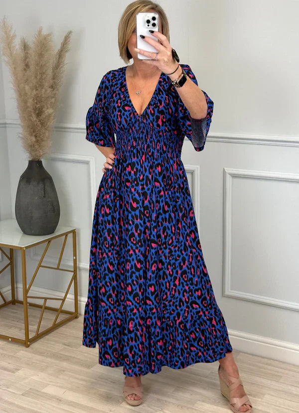 Zoya | Leoparden-Rüschenkleid mit Taillenbetonung