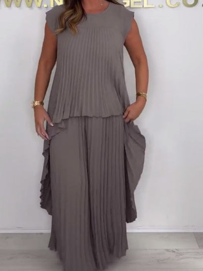 Anne | 💖Plissierter Top mit kurzen Ärmeln und weite Hose