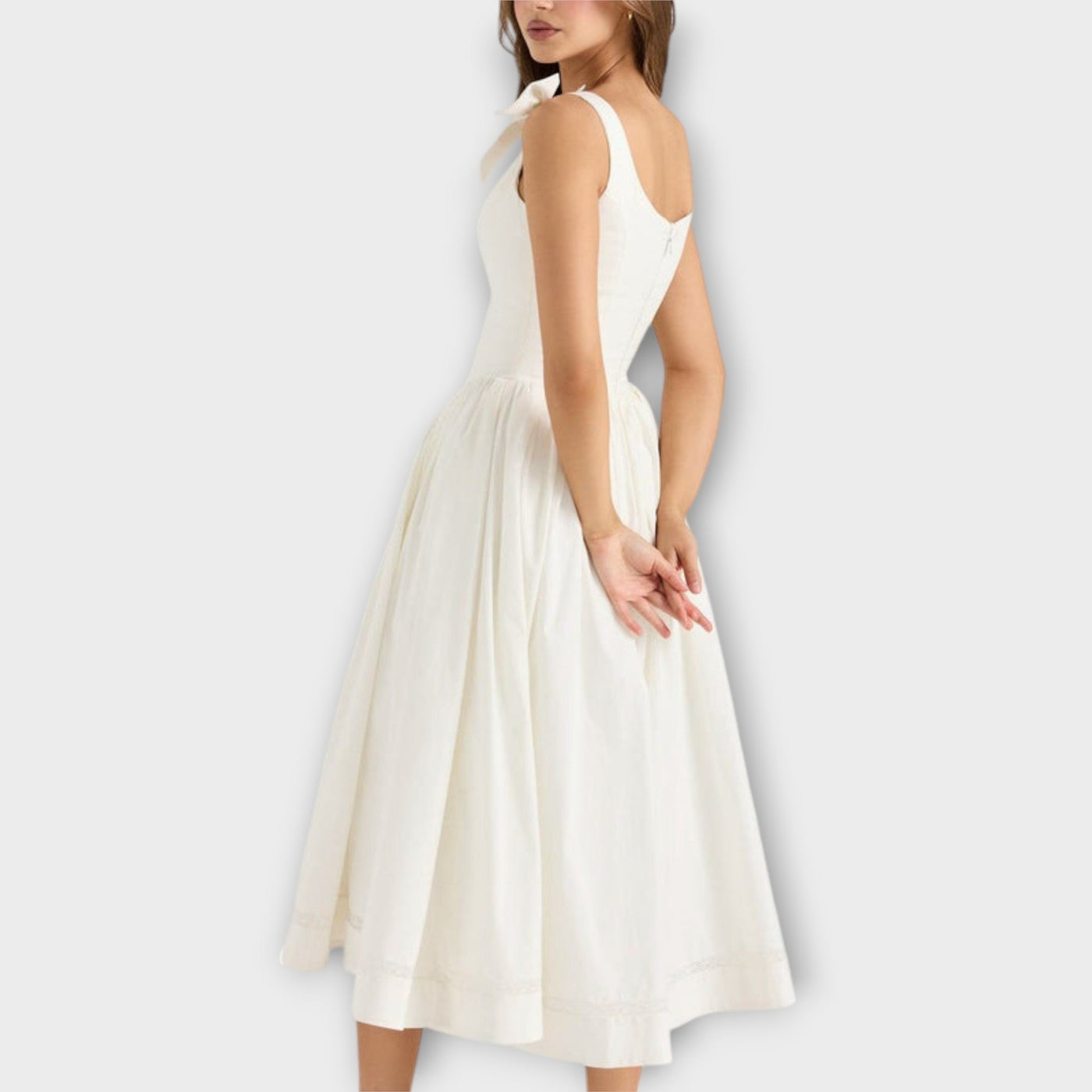 Lotta - Weißes Midi-Kleid mit Schleifendetail