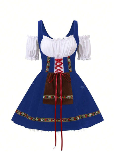 Oktoberfest Dirndl Kleid für Damen – Traditionelles Trachtenkleid mit Schürze