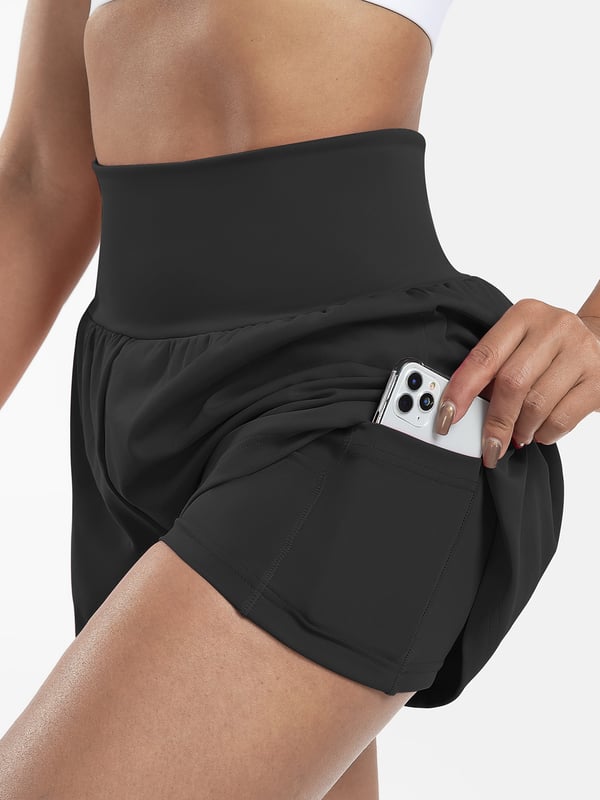 Laurel |  2-in-1-Yogashorts mit hoher Taille und Seitentaschen