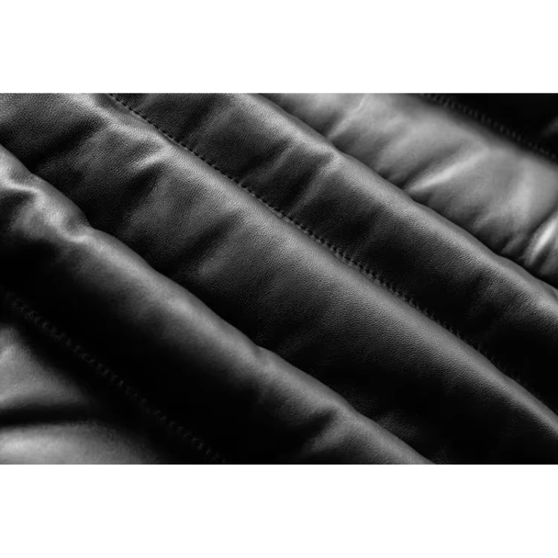 Bravden - Lederjacke Herren mit Stehkragen, Warm gefütterte Winterjacke