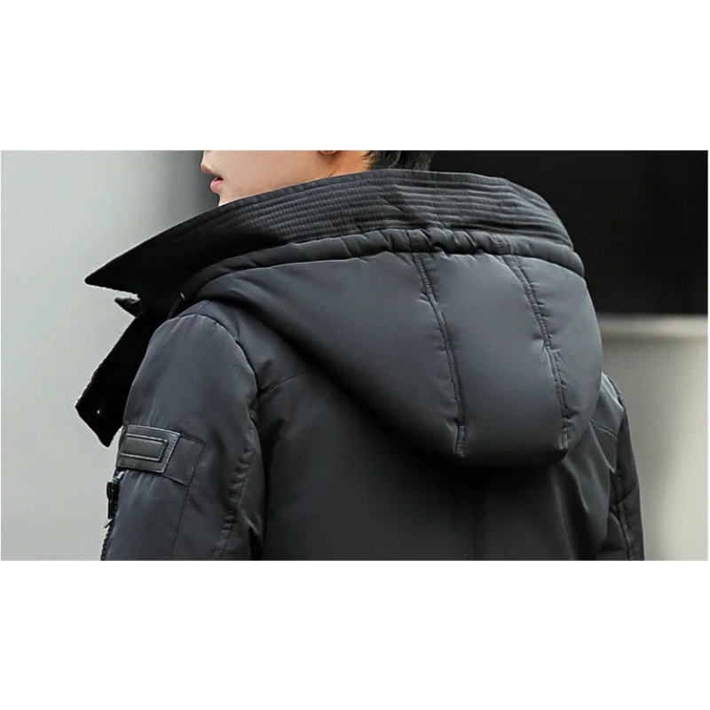 Kaltsor - Langer Wintermantel Herren – Warmer Daunenparka mit Kapuze und Taschen