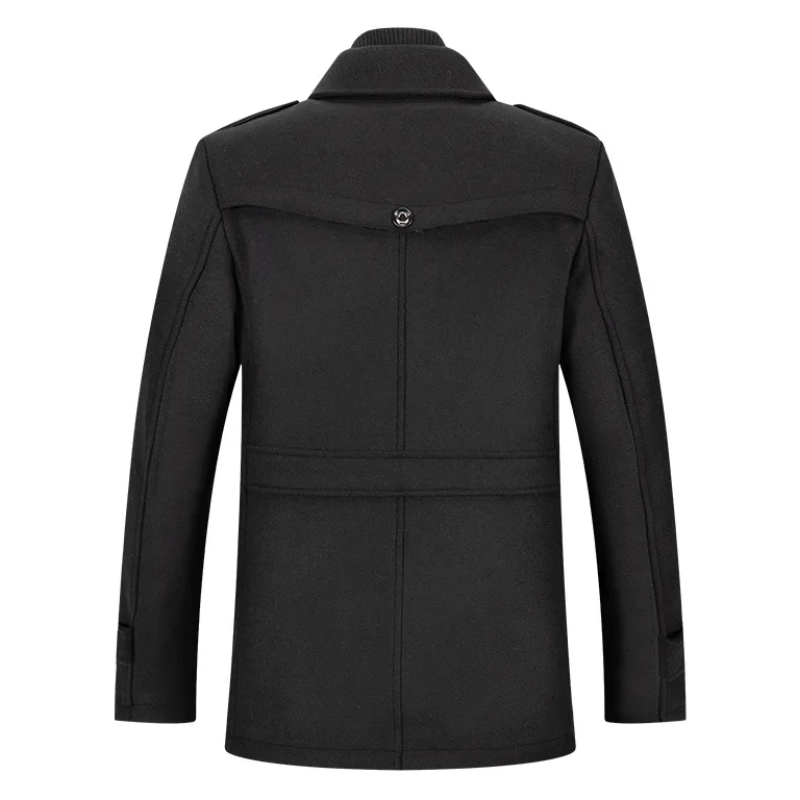 Warmlux - Langer Mantel Herren Modischer Wollmantel Mit Stehkragen und Taschen