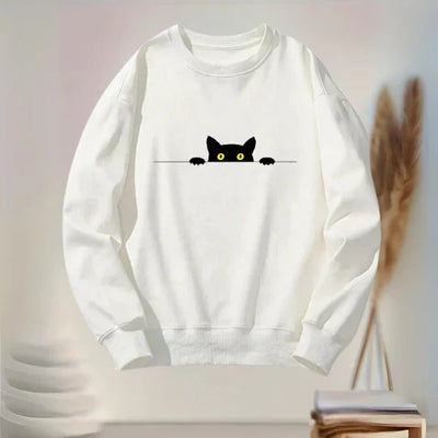 Victoria | Playful Schwarz Katze drucken Frauen Sweatshirt