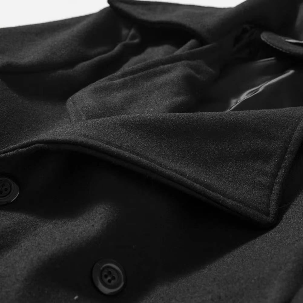 Frostex - Langer Mantel Herren Stilvoller Wollmantel Mit Revers und Brusttasche