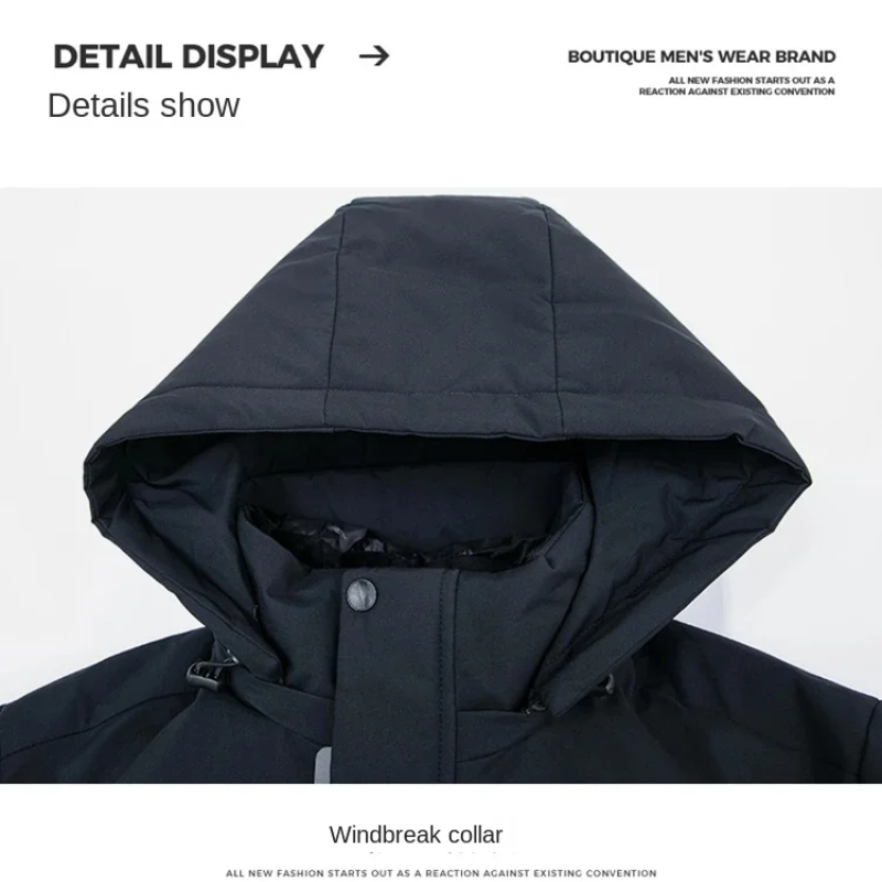 Kaltfur - Langer Wintermantel Herren Daunenmantel Warm Gefüttert Mit Kapuze