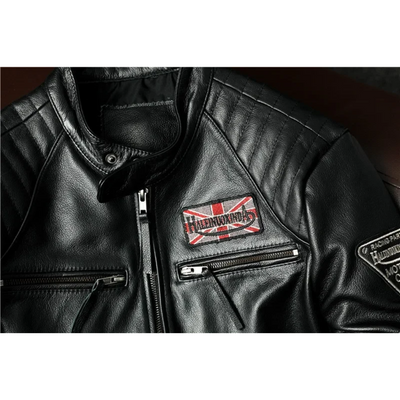 Luxhern - Lederjacke Herren mit Kapuze, Camouflage Bikerjacke