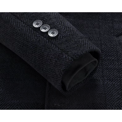 Herrmax - Langer Mantel Herren Stilvoller Wintermantel Mit Brusttasche und Revers