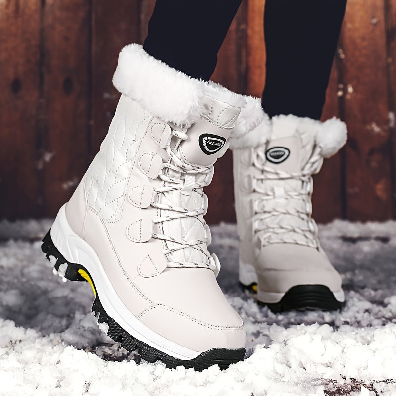 Winterschuhe Damen| Mit Schnürung Und Runder Kappe Stiefel
