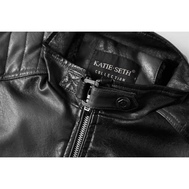 Revigor - Lederjacke Herren, Warme Jacke mit Reißverschluss und Kapuze