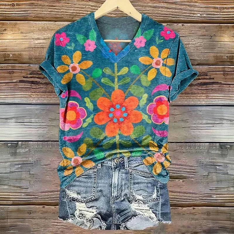 Katarina | Vintage Blumenprint T-Shirt