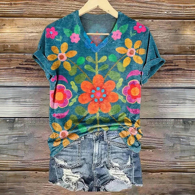 Katarina | Vintage Blumenprint T-Shirt
