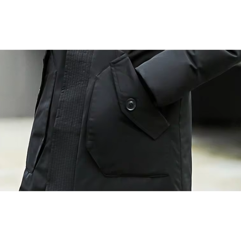 Kaltsor - Langer Wintermantel Herren – Warmer Daunenparka mit Kapuze und Taschen