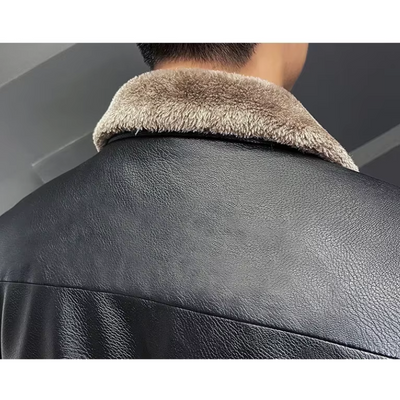 Valgrim - Lederjacke Herren, Stilvolle Jacke mit Kapuze und Reißverschlusstaschen