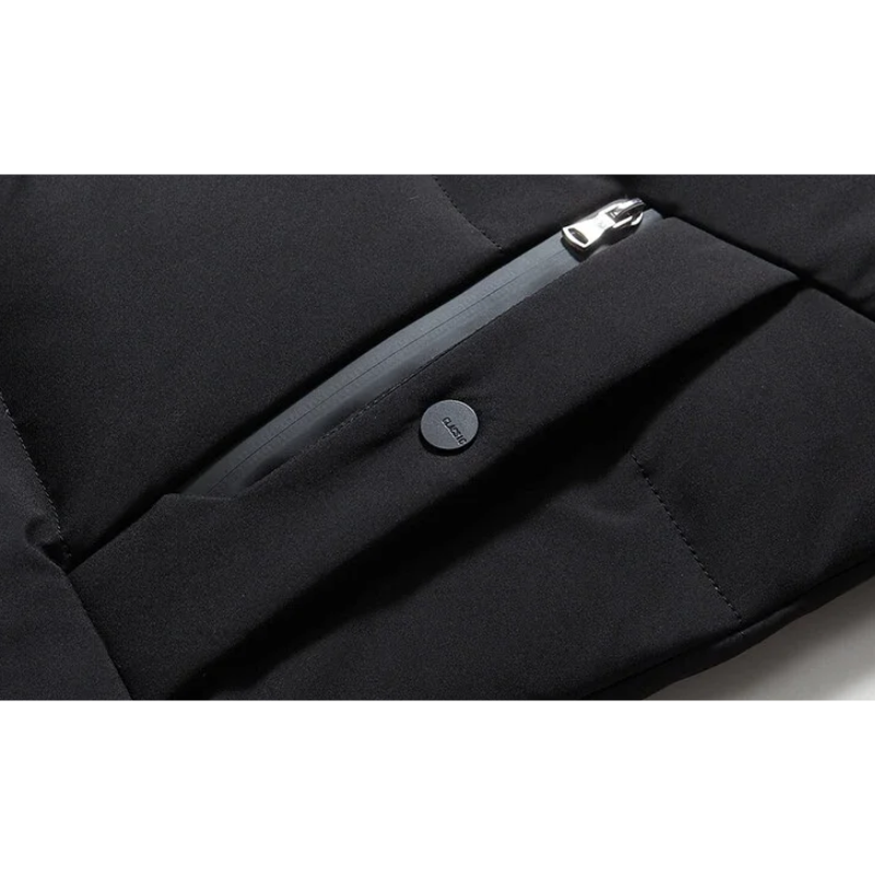 Mantzen - Langer Wintermantel Herren Mit Kapuze Warm Gefüttert Winddicht