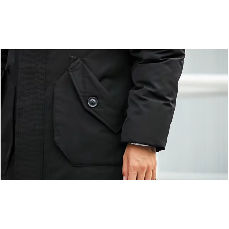 Kaltsor - Langer Wintermantel Herren – Warmer Daunenparka mit Kapuze und Taschen