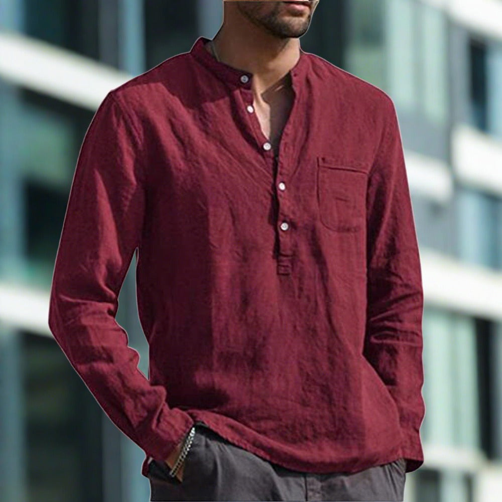 Elegantes Leinenhemd für Herren mit Brusttasche – Cecilio