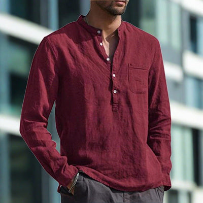 Elegantes Leinenhemd für Herren mit Brusttasche – Cecilio