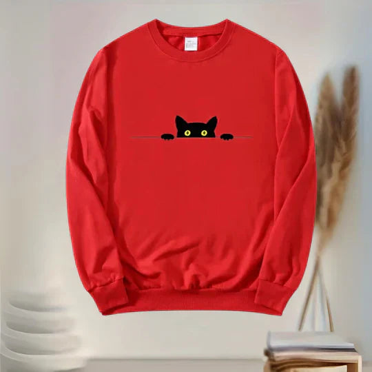 Victoria | Playful Schwarz Katze drucken Frauen Sweatshirt