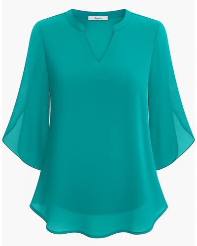 Damen Elegante V-Ausschnitt Bluse | 3/4 Ärmel